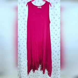 LOGO by Lori Goldstein Vibrant Pink Midi Dress